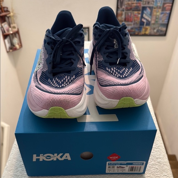 Hoka Shoes - Hoka Skyflow Pink and Navy Athletic Shoes